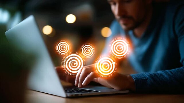 Target customer concept crop below eyes background softly defocused market segmentation consumer behavior marketing strategy sales generation customer attraction