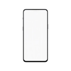 A modern smartphone with a clean white screen, set against a transparent background. Minimalist.