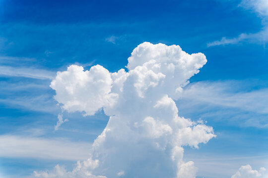 Capture rolling clouds over Tamsui, New Taipei, under a clear blue sky. Filmed on June 20, 2025, during a bright summer afternoon with upward cloud movement.