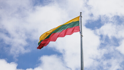 Lithuania national flag waving on flagpole