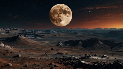 Fictional look from planet to moon somewhere in galaxy captured in cosmic visionary setting showcasing imaginative astronomy, surreal atmosphere, and artistic futuristic composition with inspiring det