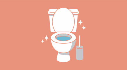 Clean Toilet and Brush Hygiene Illustration