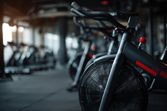 Close-up of air bike in modern gym - Powered by Adobe