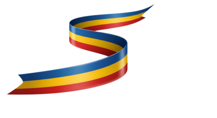 Romania flag ribbon waving in abstract design, symbol of national pride and heritage, 3d rendering