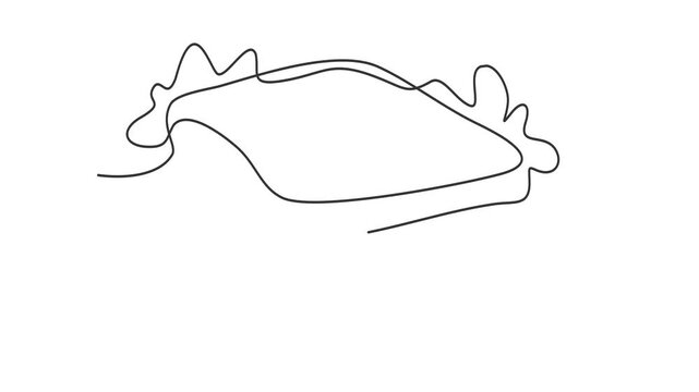 Animated self drawing of continuous line draw of fresh sandwich logo. Full length one line animation. 4K