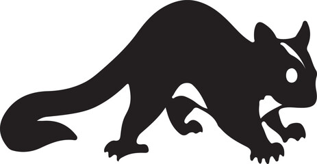 Black silhouette of a squirrel on a white background