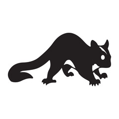 Black silhouette of a squirrel on a white background