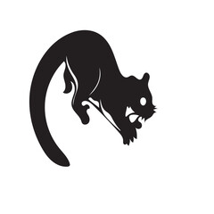 Black silhouette of a squirrel on a white background