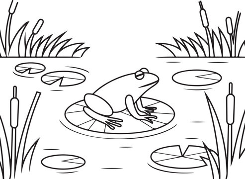 Black silhouette of diverse natural wetland ecosystems and wildlife for world wetlands day celebration