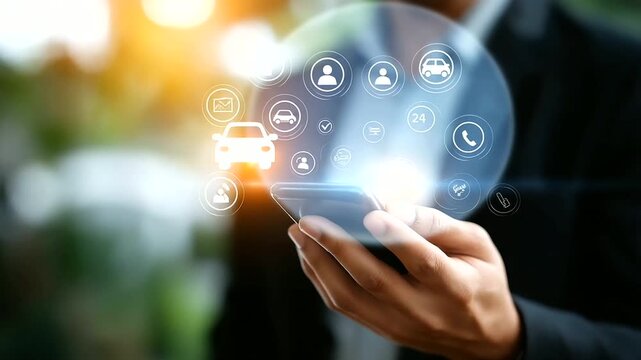 Customer service nonstop support crop below eyes background softly defocused call center 247 services client care and consulting businessman with virtual 247 icons round