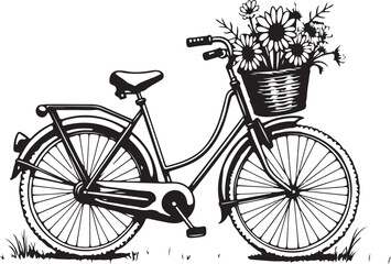 Vintage Floral Bicycle Silhouettes Bundle