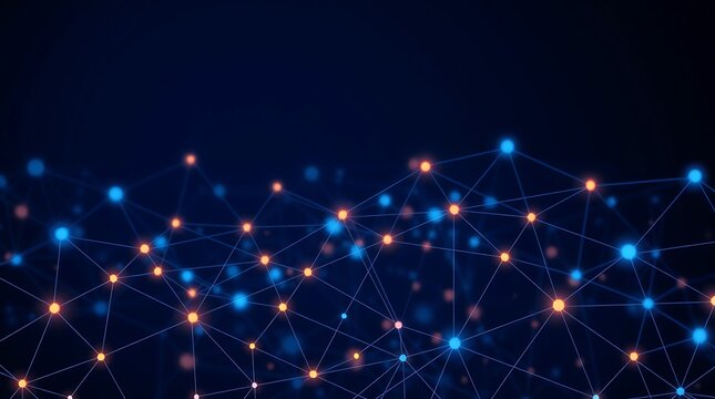 Abstract digital network connections with glowing dots and lines