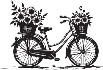 Vintage Floral Bicycle Silhouettes Bundle
