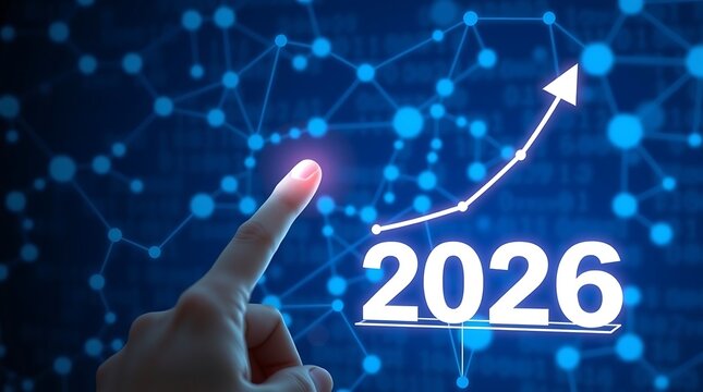 Future growth projection for 2026 on a digital network screen