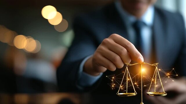 Legal advice business concept crop below eyes background softly defocused law and justice policy on virtual screen business rules legal consultation labor law attorney