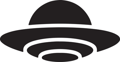 UFO Icon Minimalist Black Flying Saucer Symbol Vector Graphics