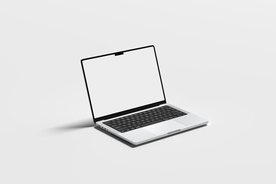 Realistic Laptop Screen Mockup on a clean white background. Perfect for showcasing web design, app interface, user interface templates, or branding presentations in a modern and professional setting.