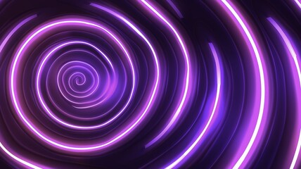 Obraz premium Abstract spiral pattern with glowing purple neon rings creating a hypnotic tunnel effect