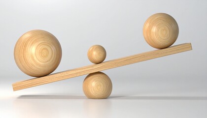 Wooden Balance Concept Demonstrating Leverage and Physics Principles