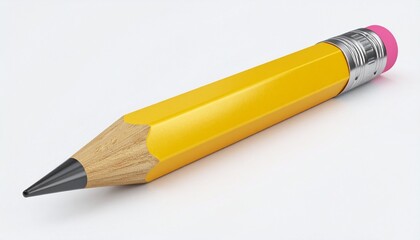Used Yellow Pencil with Pink Eraser on White Background