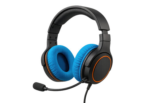 Gaming headset with comfortable blue earcups and adjustable microphone, ideal for video games, work calls, and music listening