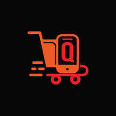 Q Fast Ecommerce Logo Design Vector illustration template, Q Logo Design 