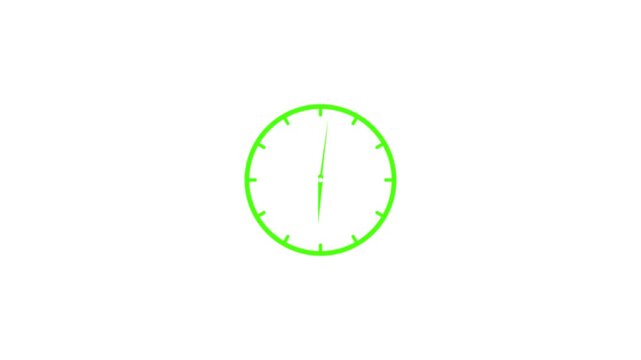 Minimalist Green Clock Face Animated Graphic with White Background Time Concept ticking watch