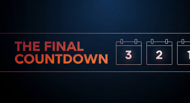 Dark backdrop with "The Final Countdown" text and calendar icons with numbers 3, 2, 1, suggesting anticipation or a significant milestone ahead