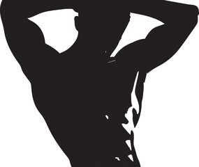 Abstract vector illustration of black silhouette people bodies, including a woman, girl, and man, suitable for a dance, fitness, or fashion logo outline