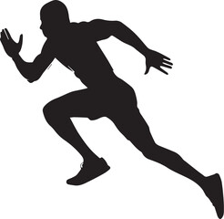 Black vector silhouette of a running man athlete for sport and fitness illustration