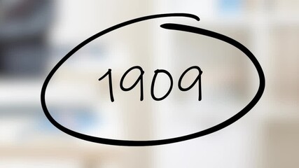 1909 Handwriting using black marker on glass