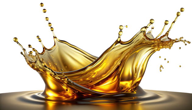 Golden Oil Splash Isolated on White Background