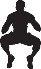 Black vector silhouette illustration of a young man running, showcasing an athlete's fit body and powerful muscle pose