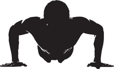Black vector silhouette illustration of a strong male athlete bodybuilder in a powerful sport pose