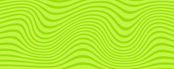 Abstract green background with hypnotic wavy lines pattern. Fresh and natural background