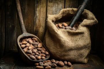 selective focus cocoa beans