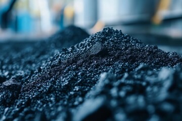 selective focus plant silos with fresh black mixture