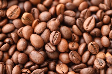 Coffee bean background, roast grain close up
