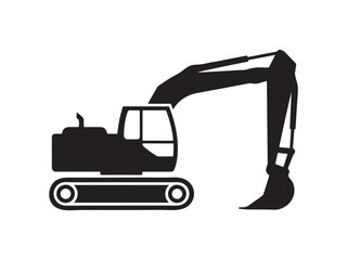 Excavator Silhouette Icon – Construction Equipment Vector Graphic for Builders and Engineers