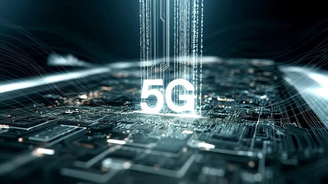 High-Tech Circuit Board with 5G Network Animation