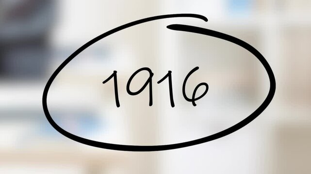 1916 Handwriting using black marker on glass