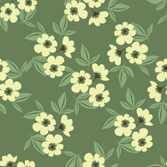 Elegant trendy vector ditsy floral seamless pattern design of beautiful abstract flowers and leaves. Foliage repeat texture background. Suitable for wallpaper, surface printing and textile