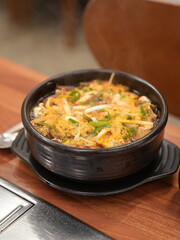 Korean traditional food. Spicy Beef and Vegetable Soup : yukgaejang