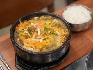 Korean traditional food. Spicy Beef and Vegetable Soup : yukgaejang