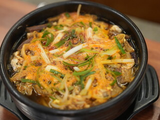 Korean traditional food. Spicy Beef and Vegetable Soup : yukgaejang