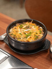 Korean traditional food. Spicy Beef and Vegetable Soup : yukgaejang