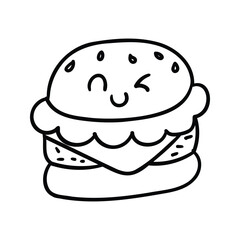 Hand drawn hamburger outline element icon