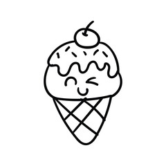 Hand drawn ice cream cone outline element icon