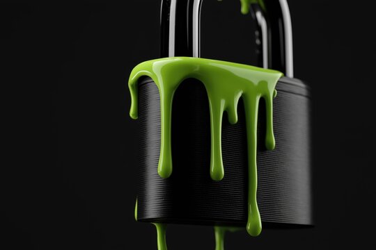 Matte Black Melting Padlock &ndash; Neon Green Drip