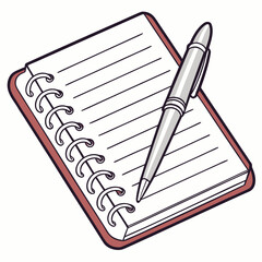 Illustration of a spiral notebook with a pen on top